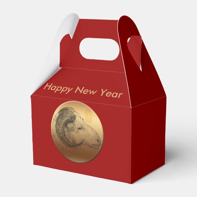 Caja Para Regalos Golden Ram Chino Lunar Año Nuevo Zodiac F Box (Front Side)