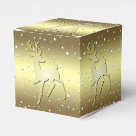 Caja Para Regalos Golden Reindeer Snowy Holiday Favor Box