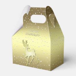 Caja Para Regalos Golden Reindeer Snowy Holiday Favor Box