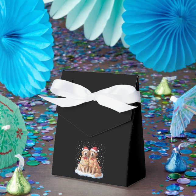 Caja Para Regalos Golden Retriever Christmas Santa Hat Reindeer  (Fiesta)