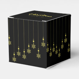 Caja Para Regalos Golden Snowflakes with  Christmas Quote on Black