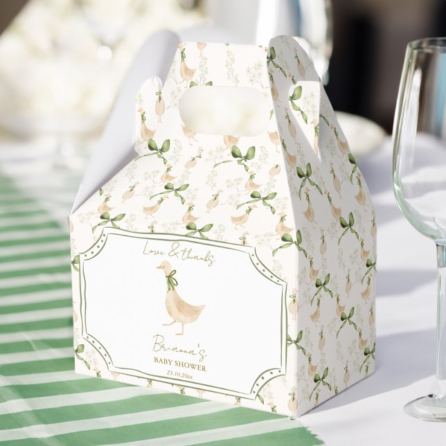 Caja Para Regalos Goma de vivero rima favores para bebé (Goose nursery rhymes baby shower favors personalized favor boxes sage green ribbon cute goose )
