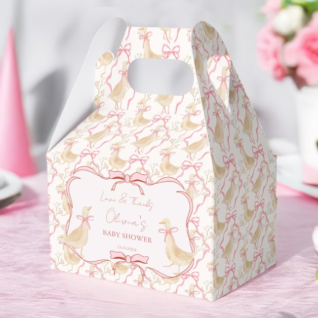 Caja Para Regalos Goose nursery rhymes pink baby shower personalized (Goose nursery rhymes pink coquette bow baby shower personalized favor boxes)
