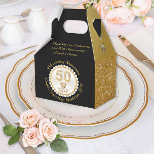 Caja Para Regalos Gorgoso Oro Negro, 50° Aniversario Boda