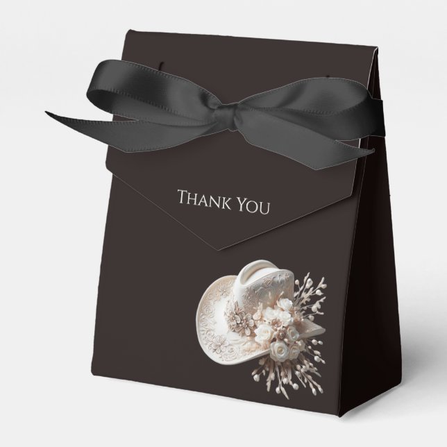 Caja Para Regalos Gorra de vaca blanca con flores (Front Side)