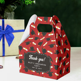 Caja Para Regalos Gorras Rojas y Diplomas Patrón Graduación Agradeci