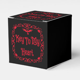 Caja Para Regalos Goth San Valentín Llave De Mi Corazón Rojo