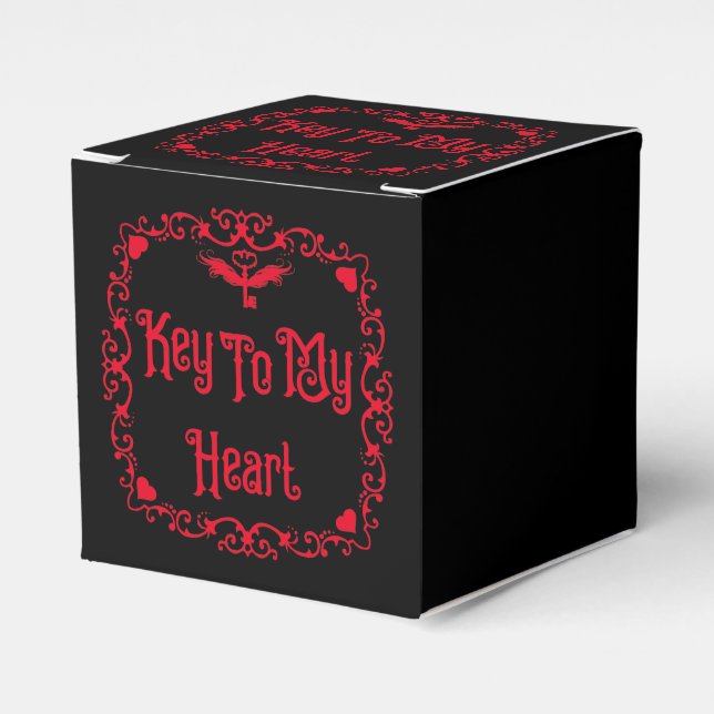 Caja Para Regalos Goth San Valentín Llave De Mi Corazón Rojo (Costado Anverso)