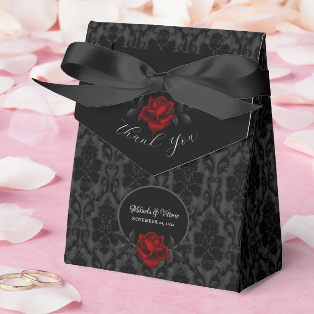 Caja Para Regalos Gothic Black Damask Rose Wedding (Boda)