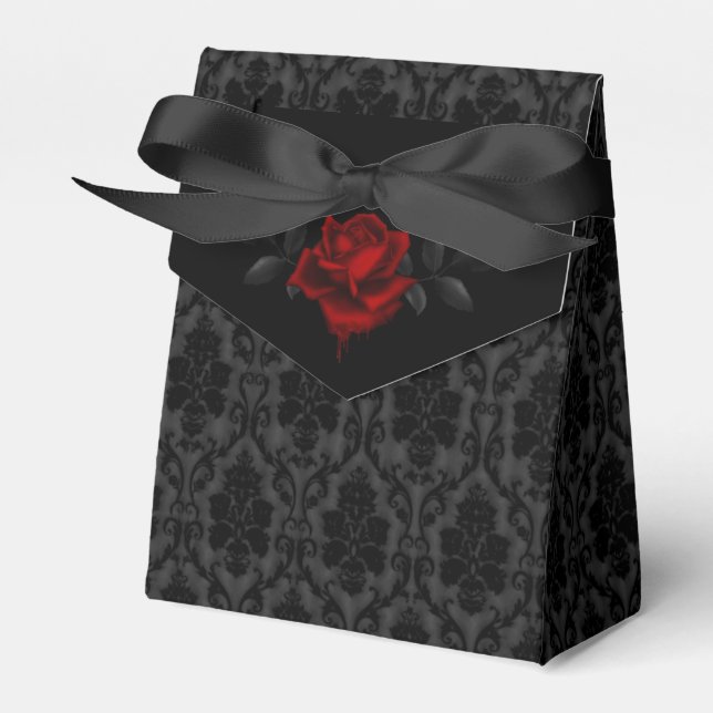 Caja Para Regalos Gothic Black Damask Rose Wedding (Front Side)