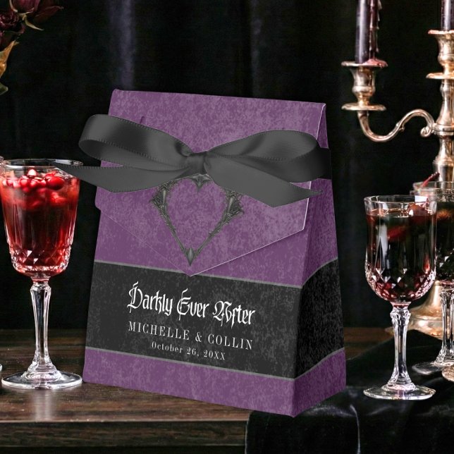 Caja Para Regalos Gothic Raven Purple Darkly Ever After Wedding (Subido por el creador)