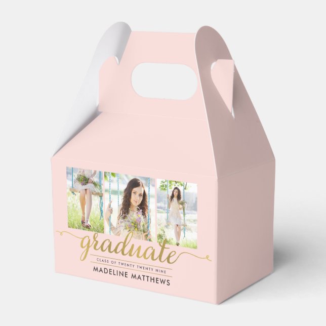 Caja Para Regalos Graceful Script Graduation Party Favor Box (Front Side)