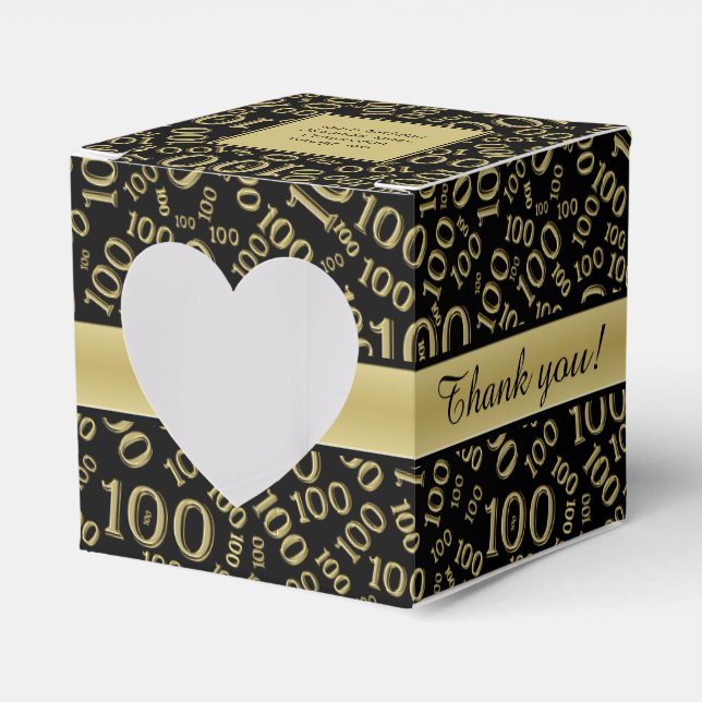 Caja Para Regalos "Gracias": 100 aniversario de la fiesta de oro/tem (Anverso)