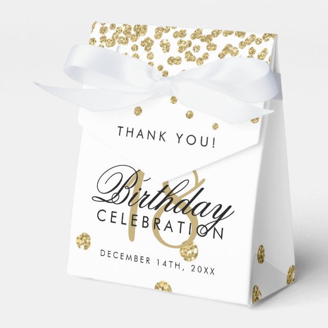 Caja Para Regalos Gracias 18 cumpleaños Purpurina de oro Confetti Wh (Front Side)