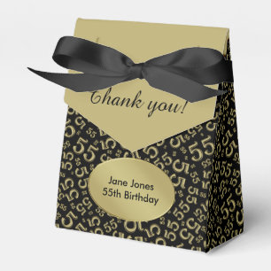 Caja Para Regalos Gracias: 55.o Oro/negro del tema del cumpleaños