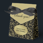 Caja Para Regalos Gracias: 90th Birthday Theme Gold/Black<br><div class="desc">Personalice fácilmente el texto de este tema de la fiesta de cumpleaños 90 de oro y negro con las plantillas suministradas. Este diseño en el fondo es un resumen de oro y negro del número noventa (90) repetido en tamaños y ángulos diversos en una tipografía completa. Hay una solapa de...</div>