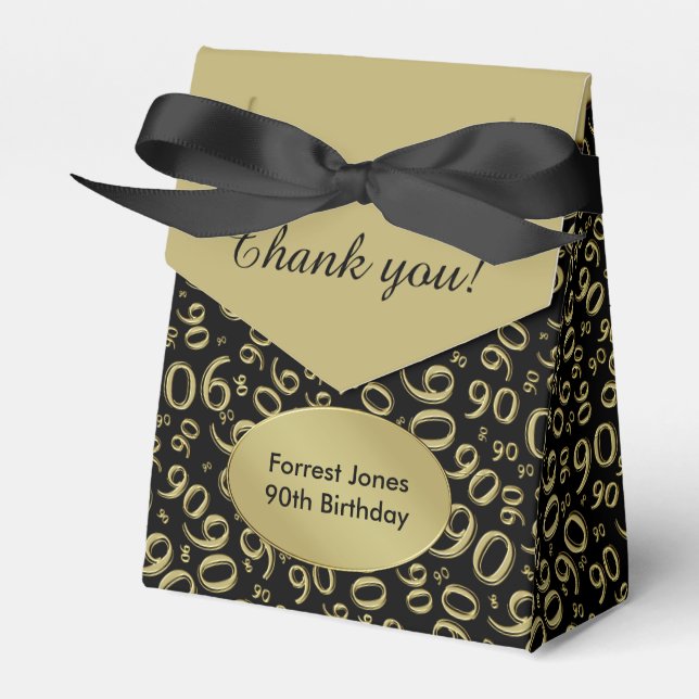 Caja Para Regalos Gracias: 90th Birthday Theme Gold/Black (Front Side)