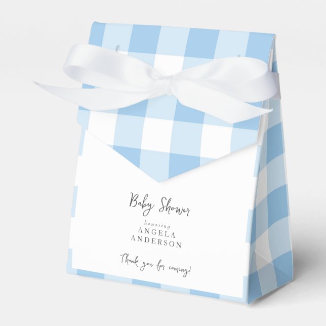 Caja Para Regalos Gracias a Blue Gingham Baby Shower (Front Side)