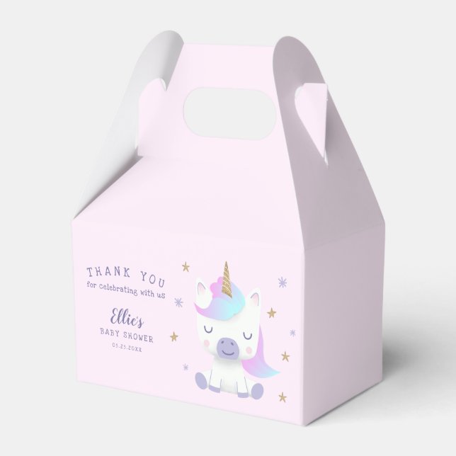 Caja Para Regalos Gracias a Cute Unicorn Baby Shower (Front Side)