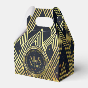 Caja Para Regalos Gracias Art Deco Gatsby Gold Purpurina Geométrico