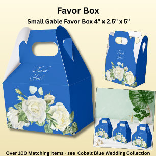 Caja Para Regalos Gracias, Azul Cobalto y Blanco