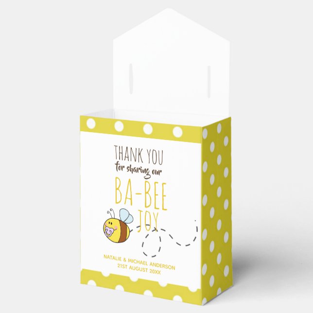 Caja Para Regalos Gracias BA-BEE Baby Shower Yellow Polkadot (Abierto)
