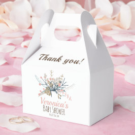 Caja Para Regalos Gracias Baby Shower Botánico Peach Pastel