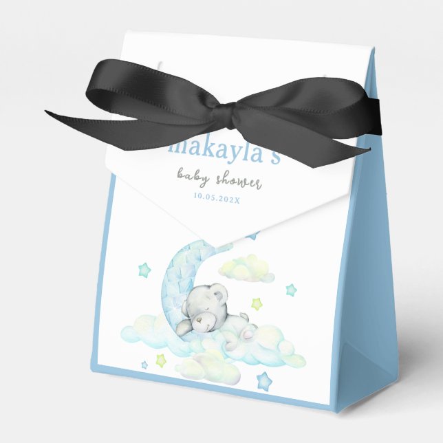 Caja Para Regalos Gracias Baby Shower De Cute Blue Teddy Bear (Front Side)