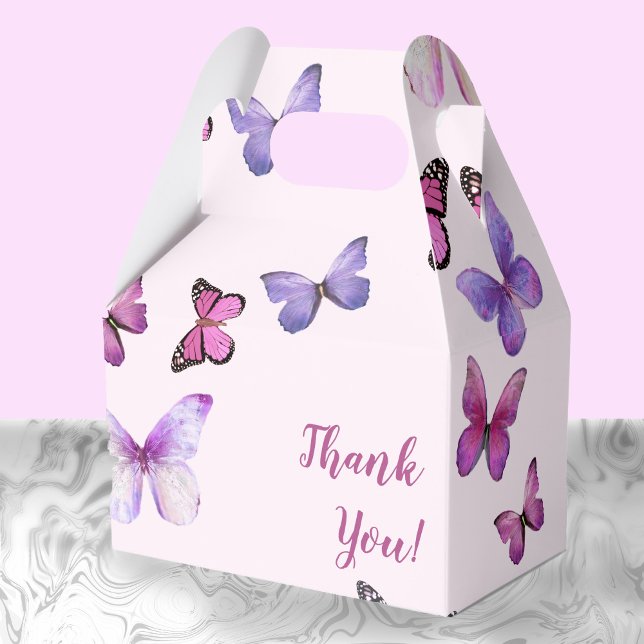 Caja Para Regalos Gracias Baby Shower de mariposa rosa y morada (Subido por el creador)