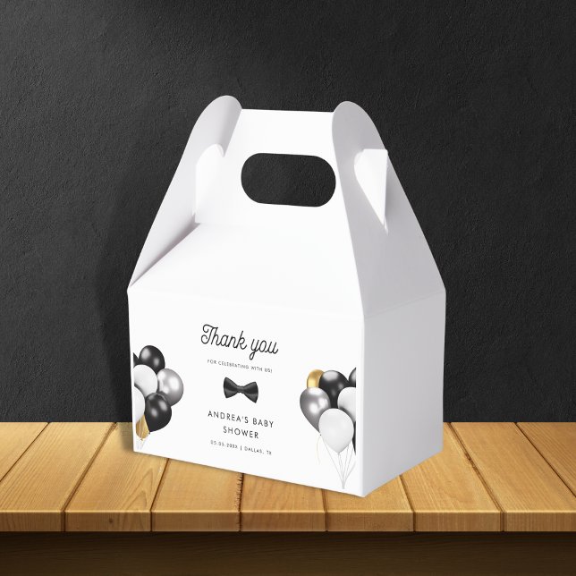 Caja Para Regalos Gracias Baby Shower Gold Silver Globos Retro (Subido por el creador)