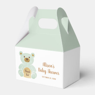 Caja Para Regalos Gracias Baby Shower Teddy Bear Mint Green