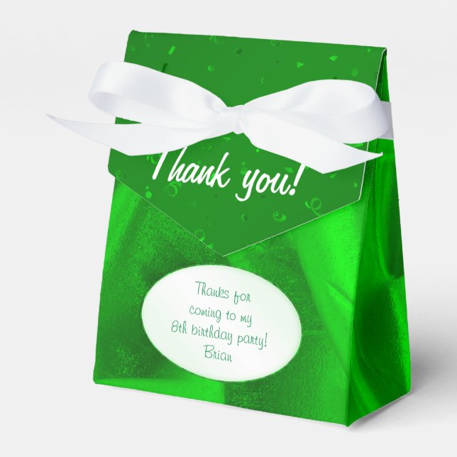 Caja Para Regalos "Gracias" Birday Green Textured Fabric Look (Front Side)