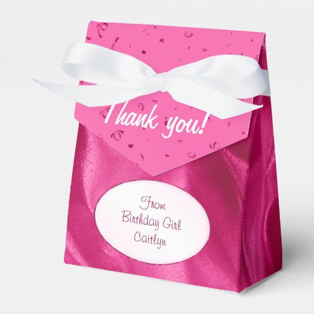 Caja Para Regalos "Gracias" Birthday Fuchsia Textured Fabric Look (Front Side)