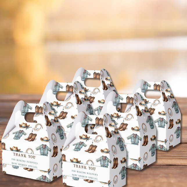 Caja Para Regalos Gracias Blue Cowboy Pattern Baby Boy Shower (Subido por el creador)