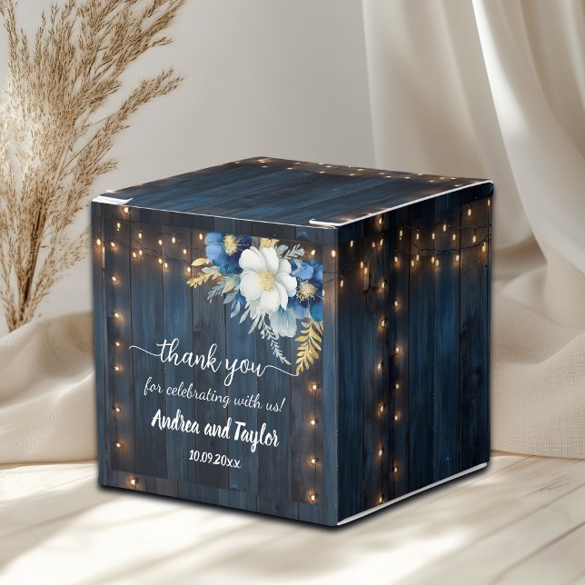 Caja Para Regalos Gracias Boda Floral Blanca de Madera Azul Rústico (Subido por el creador)