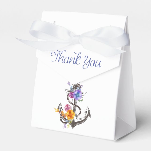 Caja Para Regalos Gracias Boda Floral Nautical Ship Anchor (Front Side)