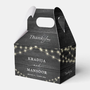 Caja Para Regalos Gracias Boda Rústico de Madera Negra y Blanca