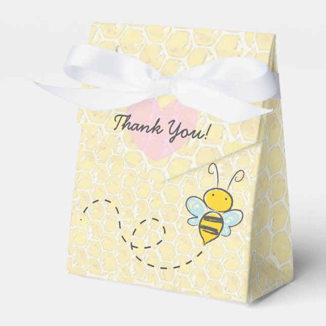 Caja Para Regalos Gracias Bumble Bee Honeycomb Candy FavBox (Front Side)