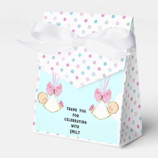 Caja Para Regalos Gracias Chicas de Baby Shower Twins (Front Side)