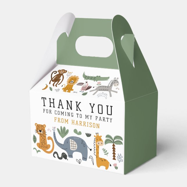 Caja Para Regalos Gracias Cumpleaños Dos Animales Salvajes Safari Ni (Front Side)