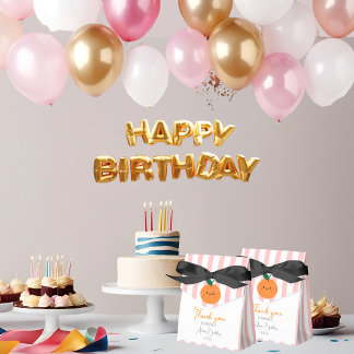 Caja Para Regalos Gracias, dulce naranja sonriente de rayas rosadas