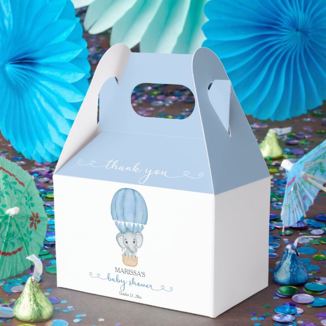 Caja Para Regalos Gracias Elephant Blue Baby Boy Shower (Fiesta)