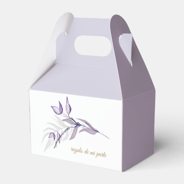 Caja Para Regalos Gracias Follaje Púrpura Favor de la Fiesta (Front Side)