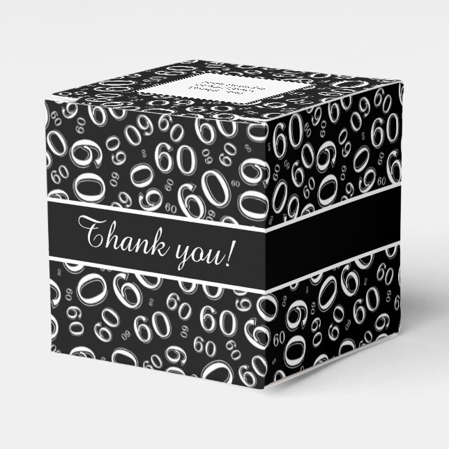 Caja Para Regalos Gracias Patrón de números 60 negro/blanco (Costado Anverso)