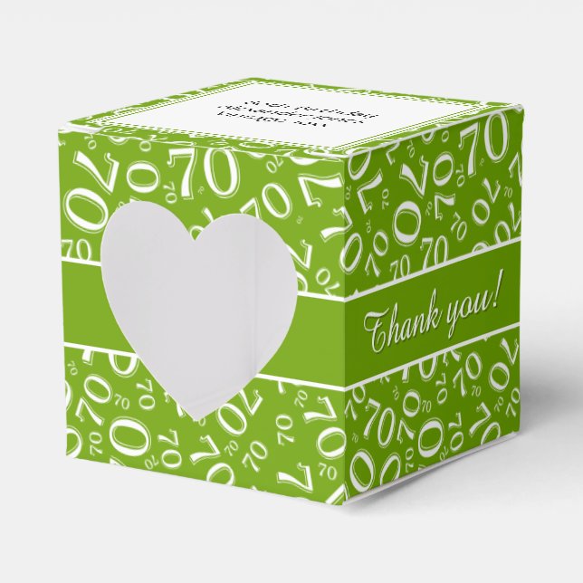 Caja Para Regalos "Gracias" Patrón de números verdes en 70 años (Anverso)
