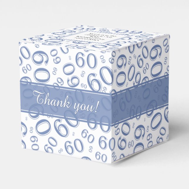 Caja Para Regalos Gracias patrón número 60 Azul/Blanco (Costado Anverso)