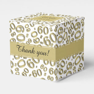 Caja Para Regalos Gracias patrón número 60 Oro/Blanco