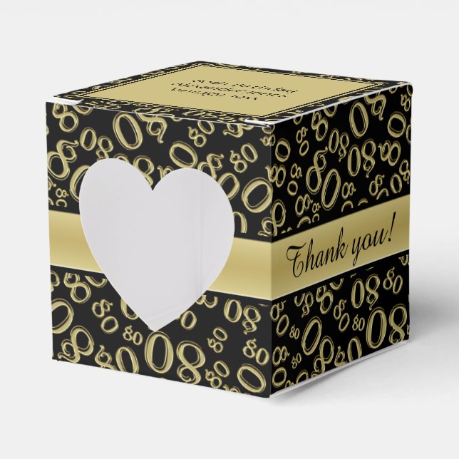 Caja Para Regalos "Gracias": Patrón oro/negro en el 80 aniversario (Anverso)