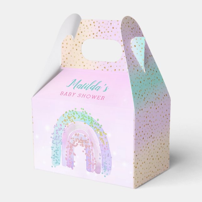 Caja Para Regalos Gracias por acuarela Rainbow Baby Shower Birday (Front Side)
