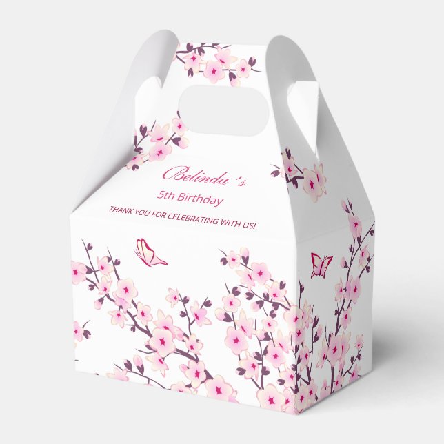Caja Para Regalos Gracias por el cumpleaños blanco rosado de la flor (Front Side)
